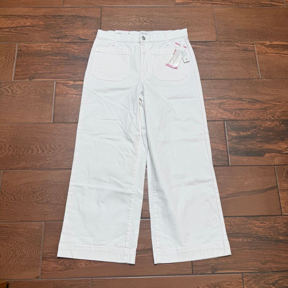Jessica Simpson Sz 6 Cropped Wide Leg High Rise Jeans White NWT
